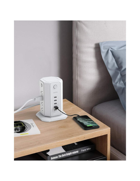 Regleta de Torre NTONPOWER 8 Salidas 5 USB 1625W 1.83m Regleta de Torre NTONPOWER 8 Salidas 5 USB 1625W 1.83m