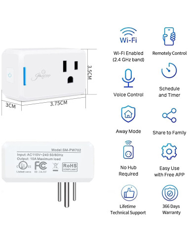 Enchufe Inteligente Mini Jinvoo Wi-Fi 2.4G Control por Voz (2 Pcs)