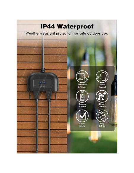 Enchufe Inteligente Exterior EIGHTREE IP44 2 Salidas Control Remoto Enchufe Inteligente Exterior EIGHTREE IP44 2 Salidas Control Remoto