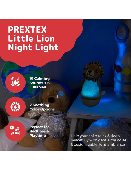 Luz Nocturna León Prextex - 7 Colores, 10 Sonidos, 6 Canciones Luz Nocturna León Prextex - 7 Colores, 10 Sonidos, 6 Canciones