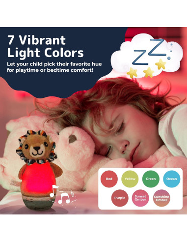 Luz Nocturna León Prextex - 7 Colores, 10 Sonidos, 6 Canciones