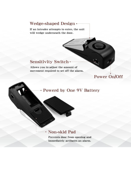 Alarma de Tope de Puerta EMDMAK 120DB - Paquete de 2 Negro Alarma de Tope de Puerta EMDMAK 120DB - Paquete de 2 Negro