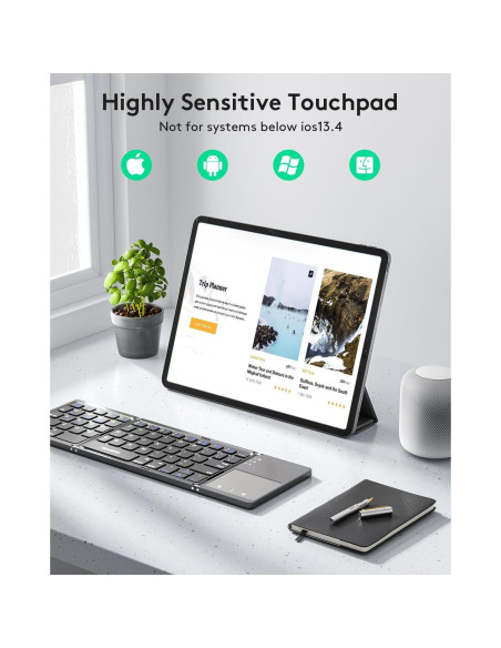 Teclado Bluetooth Plegable Samsers con Touchpad y Soporte Teclado Bluetooth Plegable Samsers con Touchpad y Soporte