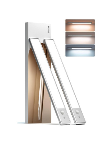 EZVALO Luces Bajo Gabinete LED Recargables 30cm 2 Paquete Plata