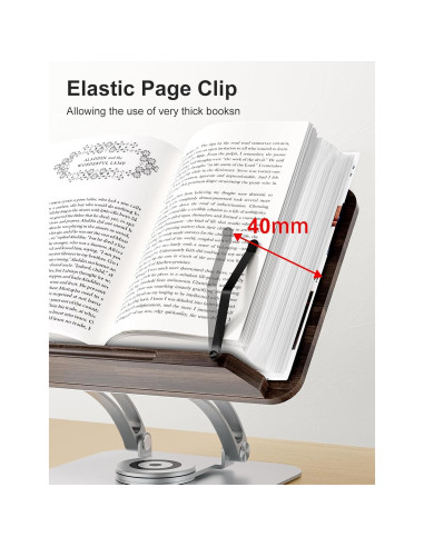 Soporte de Libro Tounee RS03 Ajustable 360 Plata