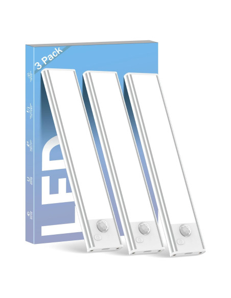 ASOKO Luz Bajo Gabinete LED con Sensor de Movimiento 3 Paquete ASOKO Luz Bajo Gabinete LED con Sensor de Movimiento 3 Paquete