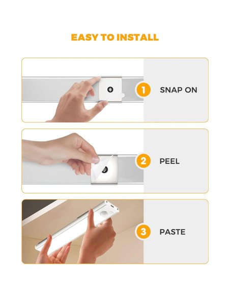 ASOKO Luz Bajo Gabinete LED con Sensor de Movimiento 3 Paquete ASOKO Luz Bajo Gabinete LED con Sensor de Movimiento 3 Paquete