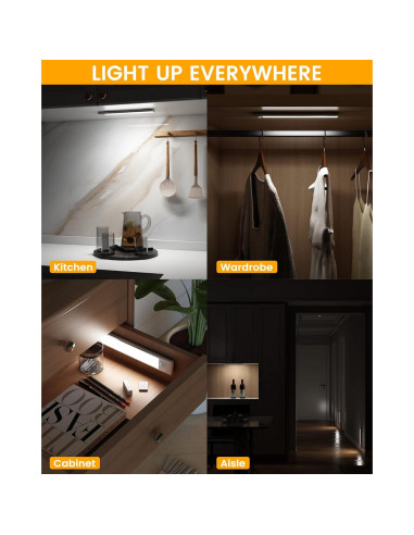 ASOKO Luz Bajo Gabinete LED con Sensor de Movimiento 3 Paquete