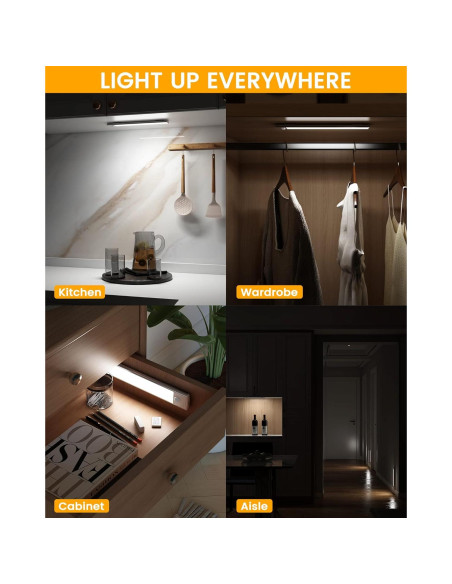 ASOKO Luz Bajo Gabinete LED con Sensor de Movimiento 3 Paquete ASOKO Luz Bajo Gabinete LED con Sensor de Movimiento 3 Paquete