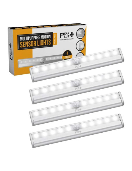 Luz LED con sensor de movimiento PeakPlus - 4 luces adhesivas Luz LED con sensor de movimiento PeakPlus - 4 luces adhesivas