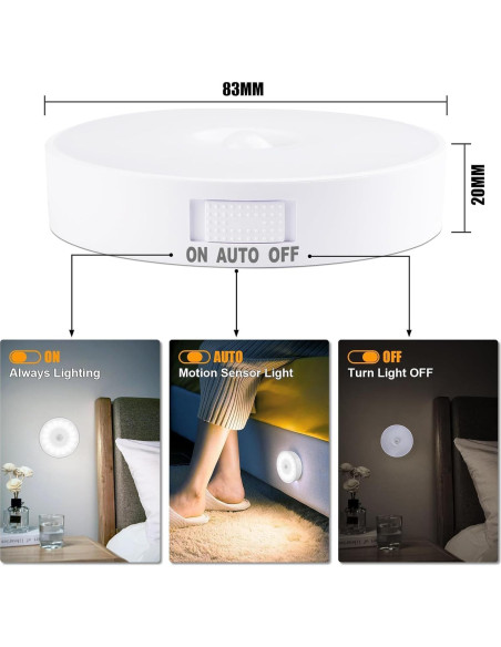 Paquete de 6 Luces Nocturnas con Sensor de Movimiento Electight Paquete de 6 Luces Nocturnas con Sensor de Movimiento Electight