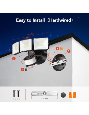 OREiN Luz de Inundación LED 3500LM con Sensor de Movimiento IP65