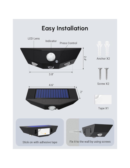 Paquete de 12 luces solares Smartdany con sensor de movimiento Paquete de 12 luces solares Smartdany con sensor de movimiento