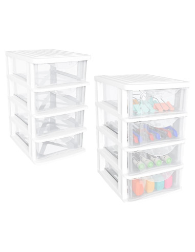 Organizador de Escritorio Gonice 4 Cajones Blanco - 2 Paquetes