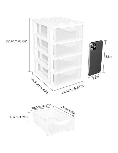 Organizador de Escritorio Gonice 4 Cajones Blanco - 2 Paquetes