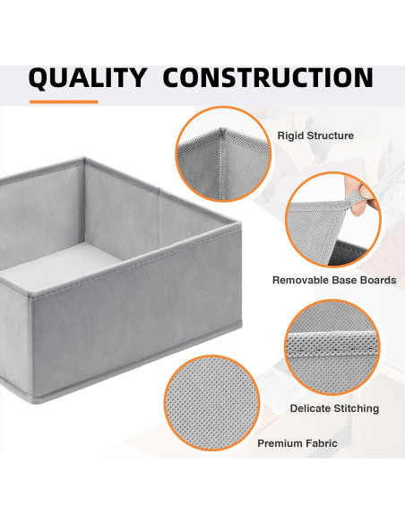 Organizadores de Cajones Criusia 20 Paquete Tela Gris 9.7 cm Organizadores de Cajones Criusia 20 Paquete Tela Gris 9.7 cm
