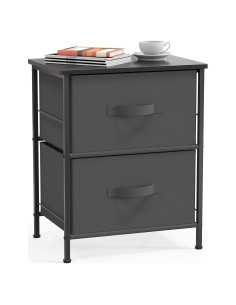 Mesita de Noche Simple Houseware 2 Cajones Gris Oscuro