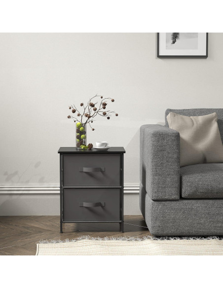 Mesita de Noche Simple Houseware 2 Cajones Gris Oscuro Mesita de Noche Simple Houseware 2 Cajones Gris Oscuro