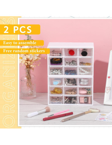 Organizador de Escritorio Wenqik 2 Pcs con 9 Cajones Transparentes