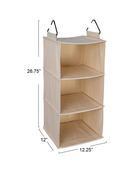 Organizador de Closet Colgante Household Essentials 3 Estantes Algodón Organizador de Closet Colgante Household Essentials 3 Estantes Algodón