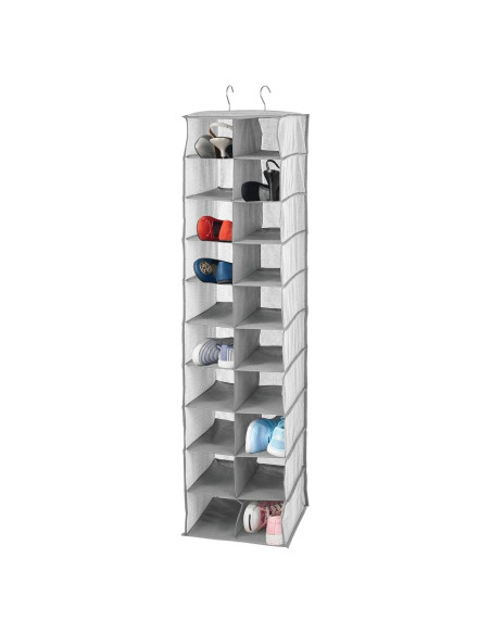 Organizador Colgante de Armario mDesign 20 Estantes Gris Organizador Colgante de Armario mDesign 20 Estantes Gris