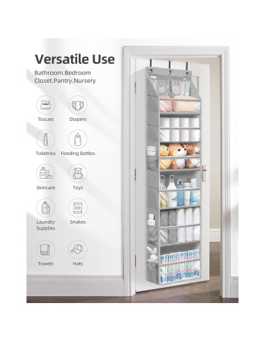Organizador Colgante sobre Puerta STORAGE MANIAC Gris 6 Bolsillos