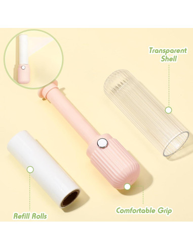 Maxdot Mini Rodillo Quitapelusas de Viaje 4 Pack con 12 Recambios