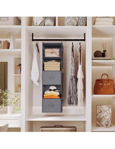Organizador de Closet Colgante YOUDENOVA 5 Estantes 2 Cajones Gris 2