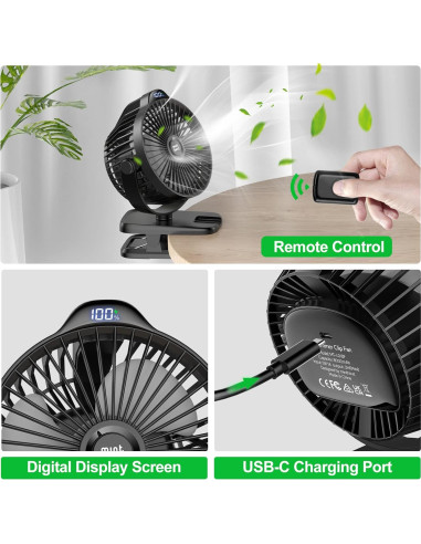 Ventilador Clip Minthouz MT-L018F-BL Recargable 8000mAh