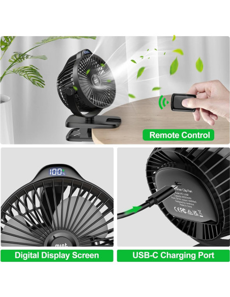 Ventilador Clip Minthouz MT-L018F-BL Recargable 8000mAh Ventilador Clip Minthouz MT-L018F-BL Recargable 8000mAh