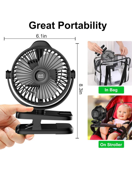 Ventilador Clip Minthouz MT-L018F-BL Recargable 8000mAh Ventilador Clip Minthouz MT-L018F-BL Recargable 8000mAh