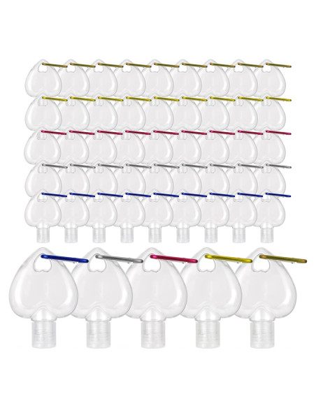 50 Botellas de Plástico Transparentes Corazón 50ml Besitek 50 Botellas de Plástico Transparentes Corazón 50ml Besitek