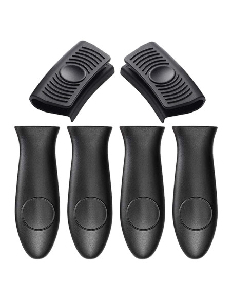 Funda de Mango de Silicona Antideslizante 6 Pcs Negro Funda de Mango de Silicona Antideslizante 6 Pcs Negro