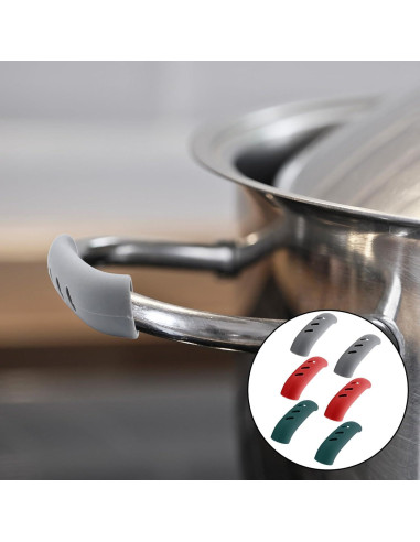 6 Cubiertas de Mango de Silicona Verde Cionyce 7.5 cm Aislamiento Térmico