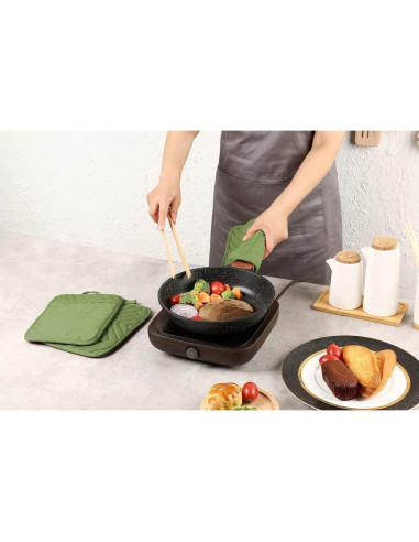 Soporte para Olla de Horno VEIKERY Algodón Verde 5 Piezas
