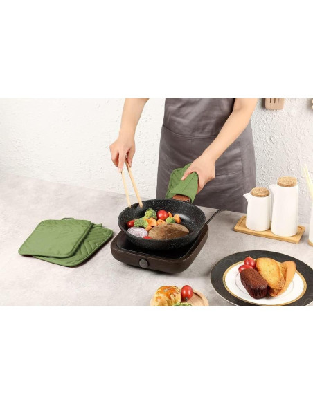 Soporte para Olla de Horno VEIKERY Algodón Verde 5 Piezas Soporte para Olla de Horno VEIKERY Algodón Verde 5 Piezas