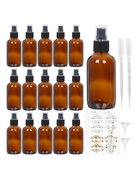 STARSIDE 16 Botellas de Vidrio Ámbar 120 ml con Pulverizador STARSIDE 16 Botellas de Vidrio Ámbar 120 ml con Pulverizador