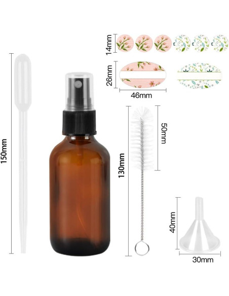 STARSIDE 16 Botellas de Vidrio Ámbar 120 ml con Pulverizador STARSIDE 16 Botellas de Vidrio Ámbar 120 ml con Pulverizador