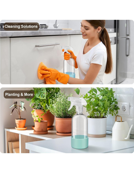Botellas de Spray de Vidrio Bealee 2 Pzs 480 ml Verde y Gris Botellas de Spray de Vidrio Bealee 2 Pzs 480 ml Verde y Gris