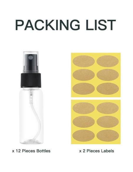 LISAPACK 12 Botellas Spray 30ml Viaje Plástico Transparente LISAPACK 12 Botellas Spray 30ml Viaje Plástico Transparente