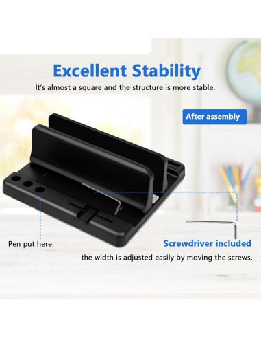 Soporte Vertical para Laptop Lcckyeng 1 Ranura Negro Ajustable