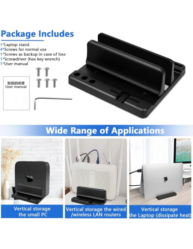 Soporte Vertical para Laptop Lcckyeng 1 Ranura Negro Ajustable