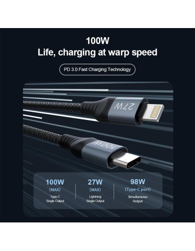Cable Nillkin 2-en-1 USB C y Lightning 1.5m Carga Rápida