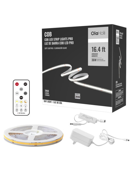 Tira de Led COB 5m Olaholii 6500K Regulable Luz Blanca Tira de Led COB 5m Olaholii 6500K Regulable Luz Blanca
