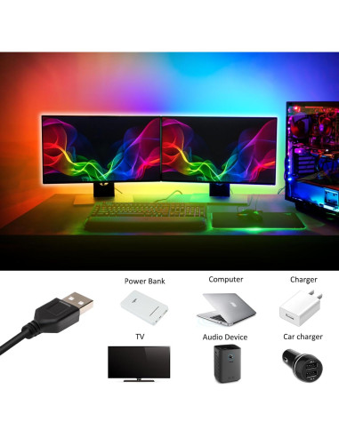 Tira LED RGB 3m USB XYOP con control remoto y memoria