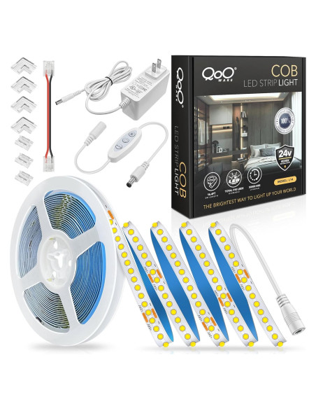 Tira de LED COB 5m QooWare 4000K Regulable 910 LEDs Blanca Tira de LED COB 5m QooWare 4000K Regulable 910 LEDs Blanca