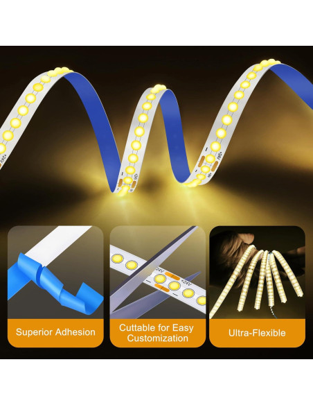 Tira de LED COB 5m QooWare 4000K Regulable 910 LEDs Blanca Tira de LED COB 5m QooWare 4000K Regulable 910 LEDs Blanca