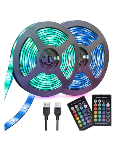 Tira de luces LED USB 4m RGB con control remoto 24 teclas