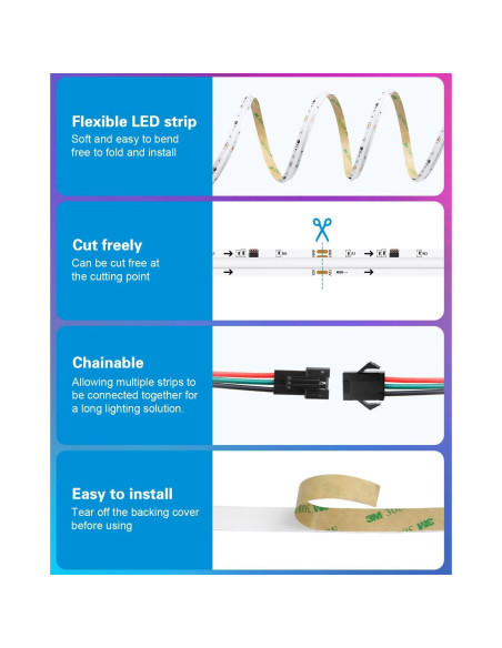 Tira de Luz LED COB RGB Direccionable ALITOVE 3m 2160 LEDs Tira de Luz LED COB RGB Direccionable ALITOVE 3m 2160 LEDs