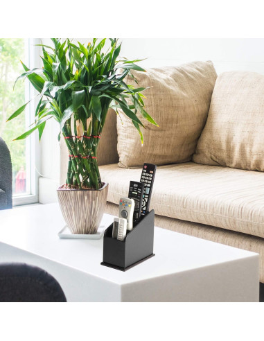 Organizador de Control Remoto JackCube Design Cuero Negro 4 Compartimentos